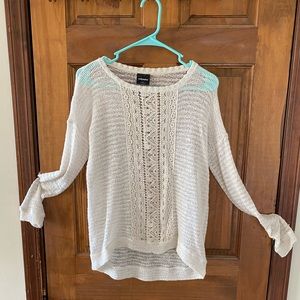 Lace and knit long sleeve top